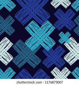 Seamless abstract geometric pattern. Mosaic texture. Texture with crosses. Textile rapport.