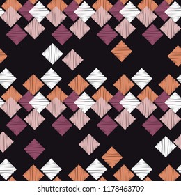 Seamless abstract geometric pattern. Mosaic texture. Brushwork. Hand hatching. Scribble texture. Textile rapport.