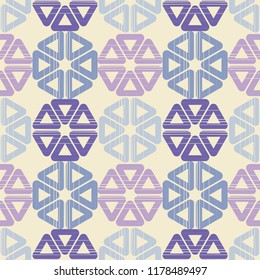Seamless abstract geometric pattern. Mosaic texture. The shapes of hexagons. Brushwork. Hand hatching. Scribble texture. Textile rapport.