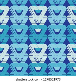 Seamless abstract geometric pattern. Mosaic texture. Brushwork. Hand hatching. Scribble texture. Textile rapport.
