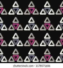 Seamless abstract geometric pattern. Mosaic texture. Brushwork. Hand hatching. Scribble texture. Textile rapport.