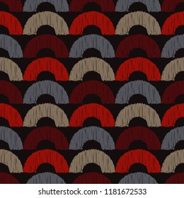 Seamless abstract geometric pattern. Mosaic texture. Brushwork. Hand hatching. Scribble texture. Textile rapport.