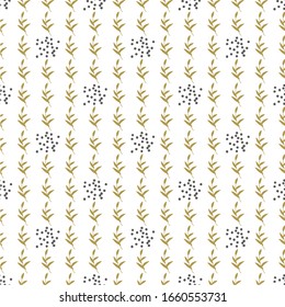 Nahtlose abstrakte geometrische Muster mit natürlichen Elementen. Blätter, Grasblätter und Zweige. Bulrush und Wildblumen. Exotische tropische Blätter von Monstera.