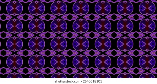 Seamless Abstract Geometric Pattern with Neon Purple and Black Contrast