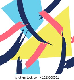 Seamless abstract geometric pattern on hand drawn brush