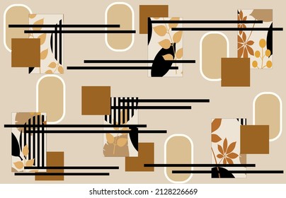 Seamless abstract geometric pattern on beige. Vector Illustration.