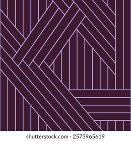 seamless abstract geometric pattern on dark purple background. The pattern consists of diagonal lines, a zigzag or diagonal pattern.  a sense of depth and volume, a labyrinth-like pattern.