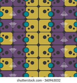 Seamless abstract geometric pattern on a gray background with color figures