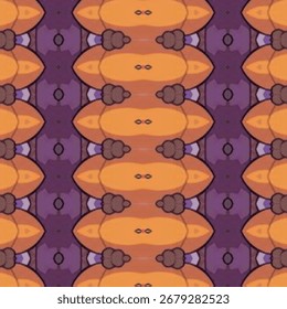 Nahtloses abstraktes geometrisches Muster mit Orange- und Lilatönen, das eine gewagte moderne Textur erzeugt. Perfekt für Design, Mode und Hintergrundkunst.