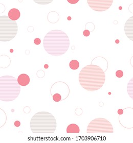 Seamless abstract geometric pattern with overlapping pink circles Design ideas for textiles, fashion, publications, wallpapers, wrapping paper Vector illustration