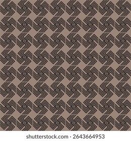 A seamless abstract geometric pattern with overlapping linear shapes in black and gray tones. Perfect for textiles, backgrounds, wallpapers, and digital printing. Editable vector style ideal for moder