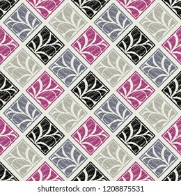Seamless abstract geometric pattern. Paisley. Mosaic texture. Brushwork. Hand hatching. Can be used for wallpaper, textile, invitation card, wrapping, web page background.