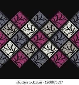 Seamless abstract geometric pattern. Paisley. Mosaic texture. Brushwork. Hand hatching. Can be used for wallpaper, textile, invitation card, wrapping, web page background.
