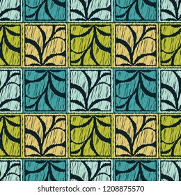 Seamless abstract geometric pattern. Paisley. Mosaic texture. Brushwork. Hand hatching. Can be used for wallpaper, textile, invitation card, wrapping, web page background.