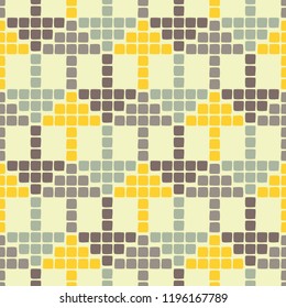 Seamless abstract geometric pattern. Pixels. Arrow. Mosaic texture. Brushwork. Hand hatching. Can be used for wallpaper, textile, invitation card, wrapping, web page background.
