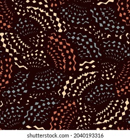 Seamless abstract geometric pattern of random arcuate stripes.
