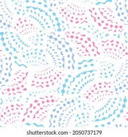 Seamless abstract geometric pattern of random arcuate stripes.
