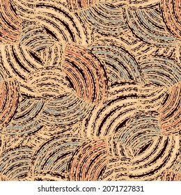 Seamless abstract geometric pattern of random arcuate stripes.
