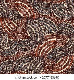 Seamless abstract geometric pattern of random arcuate stripes.
