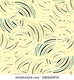 Seamless abstract geometric pattern of random arcuate stripes.
