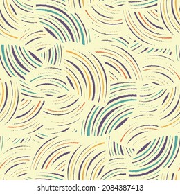 Seamless abstract geometric pattern of random arcuate stripes.
