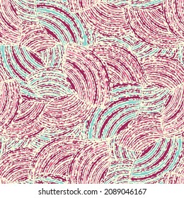 Seamless abstract geometric pattern of random arcuate stripes.
