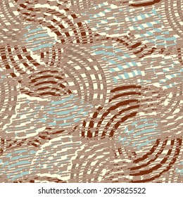 Seamless abstract geometric pattern of random arcuate stripes and strokes.