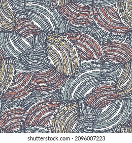 Seamless abstract geometric pattern of random arcuate stripes.
