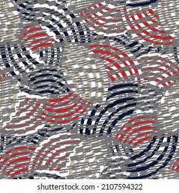 Seamless abstract geometric pattern of random arcuate stripes and strokes.
