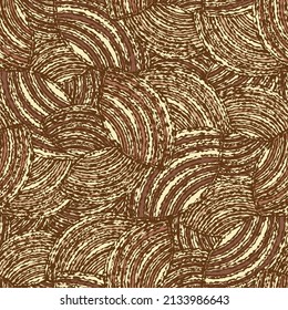 Seamless abstract geometric pattern of random arcuate stripes.
