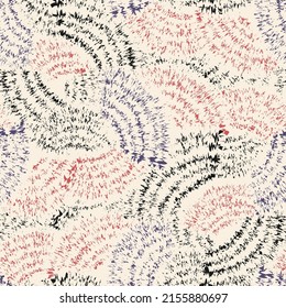 Seamless abstract geometric pattern of random arcuate stripes and strokes.
