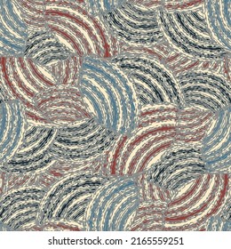 Seamless abstract geometric pattern of random arcuate stripes.
