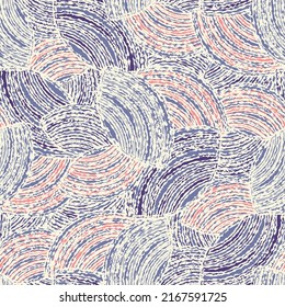 Seamless abstract geometric pattern of random arcuate stripes.
