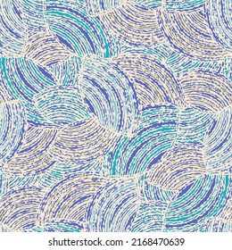 Seamless abstract geometric pattern of random arcuate stripes.
