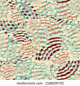 Seamless abstract geometric pattern of random arcuate stripes and strokes.

