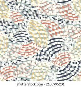 Seamless abstract geometric pattern of random arcuate stripes and strokes.
