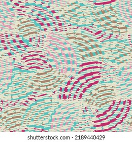 Seamless abstract geometric pattern of random arcuate stripes and strokes.
