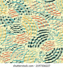 Seamless abstract geometric pattern of random arcuate stripes and strokes.
