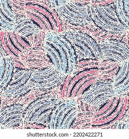 Seamless abstract geometric pattern of random arcuate stripes.
