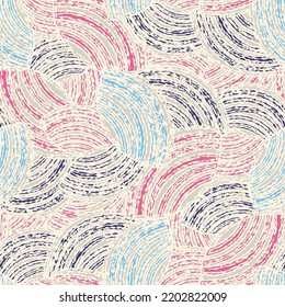 Seamless abstract geometric pattern of random arcuate stripes.
