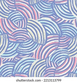 Seamless abstract geometric pattern of random arcuate stripes.
