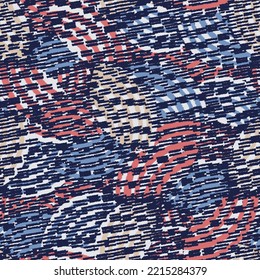 Seamless abstract geometric pattern of random arcuate stripes and strokes.
