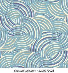 Seamless abstract geometric pattern of random arcuate stripes.
