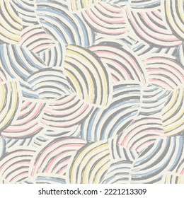 Seamless abstract geometric pattern of random arcuate stripes.
