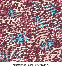 Seamless abstract geometric pattern of random arcuate stripes and strokes.
