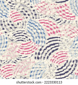 Seamless abstract geometric pattern of random arcuate stripes and strokes.
