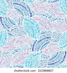 Seamless abstract geometric pattern of random arcuate stripes.
