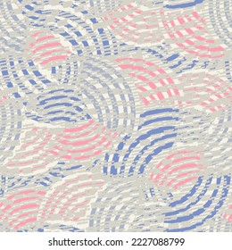 Seamless abstract geometric pattern of random arcuate stripes and strokes.
