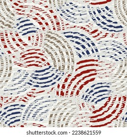 Seamless abstract geometric pattern of random arcuate stripes and strokes.
