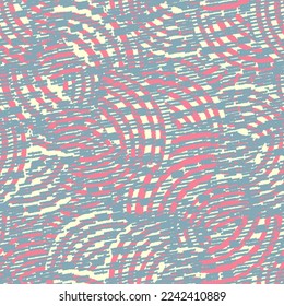 Seamless abstract geometric pattern of random arcuate stripes and strokes.
